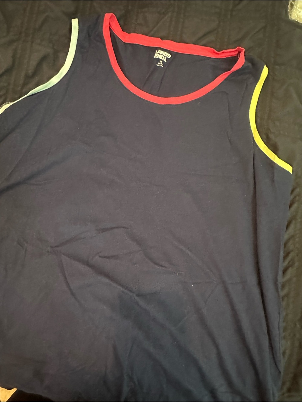 Lands' End Navy Top with Red Trim